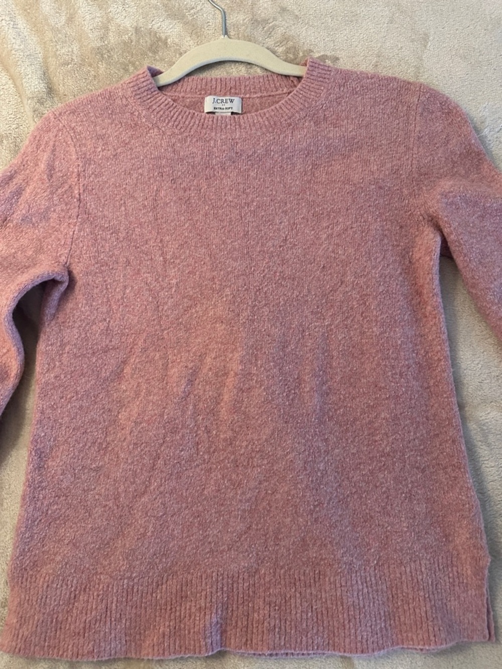 J. Crew Heathered Rose-Pink Crewneck Sweater